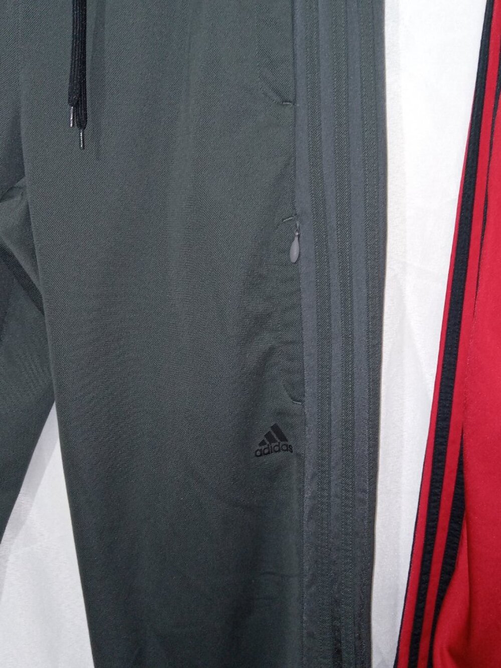 Vintage Y2K Adidas Track Pants Mens L Red Gray 3 Stripe 2 Pair Bundle - Picture 2 of 13